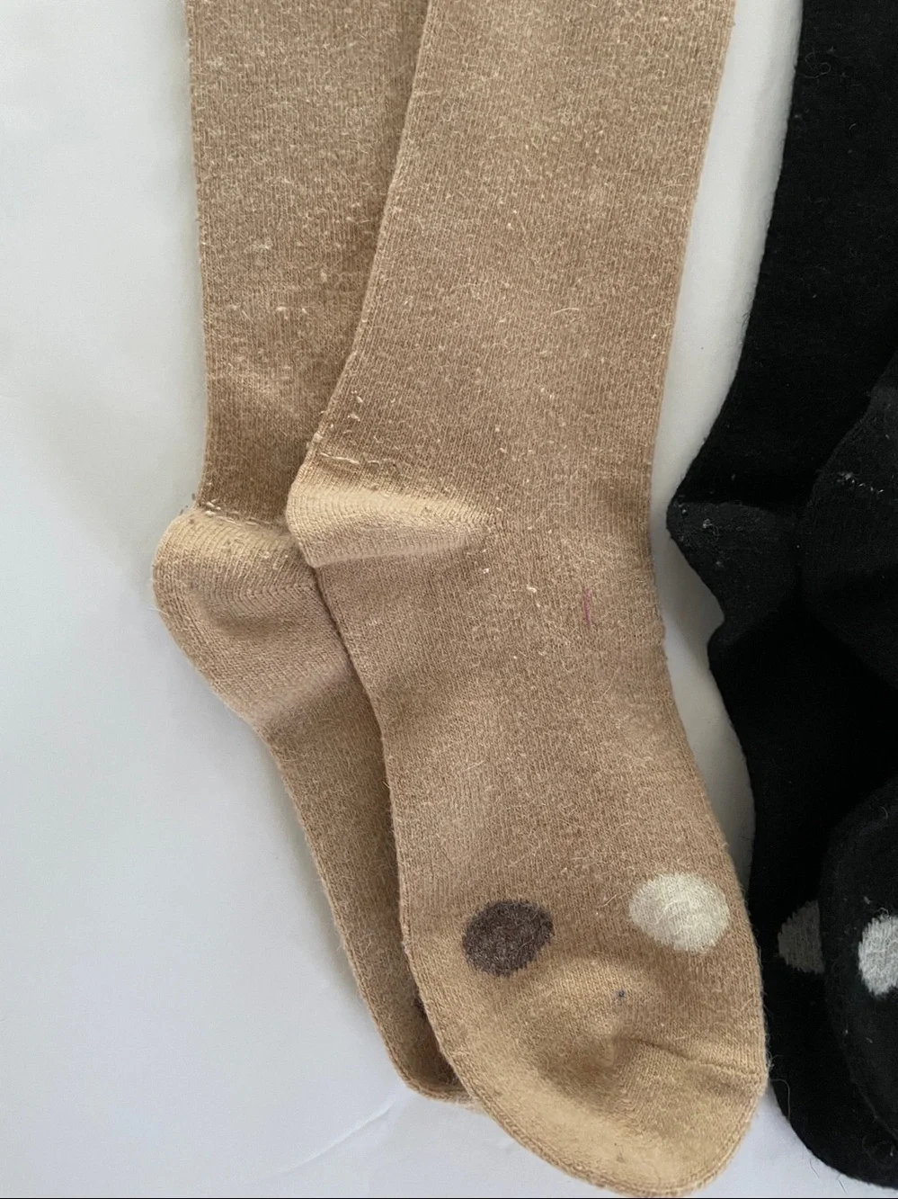 Set of 2: Tall Knee High Knit Socks Black/Grey & Tan/Brown 19”h